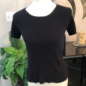 Harold's Black Ribbed Knit Blouse